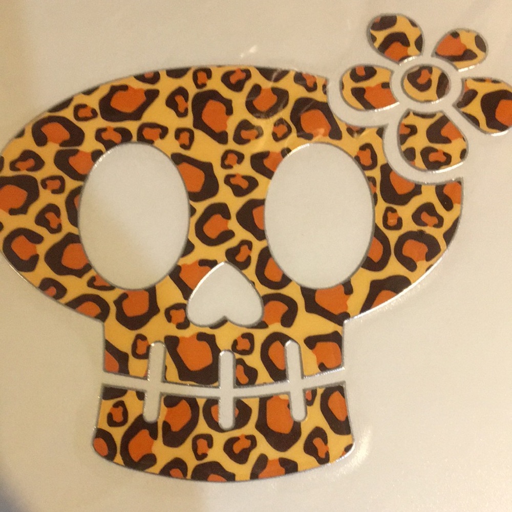Leopard print skull sticker/ decal